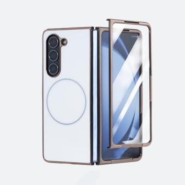 Imagem de Capa fina fosca fosca Ag para Samsung Galaxy Z Fold 6 5 4 3 5g Z Fold6, película protetora de tela com carregamento sem fio (para Galaxy Z Fold 6/branco)