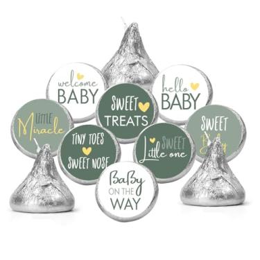 Imagem de WIRESTER 1000 etiquetas redondas de gotas de chocolate, adesivos de lembrancinha de festa para decoração de festa, uso interno, uso único - chá de bebê para meninos e meninas