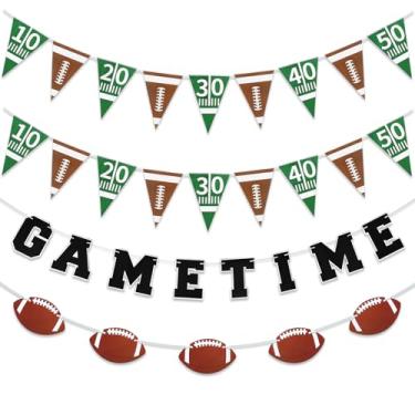 Imagem de Boao 4 peças decorações de festa de futebol americano bandeira de papel guirlanda bandeiras penduradas flâmula para esportes artigos de festa de aniversário