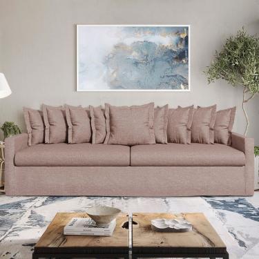 Imagem de Sofá Living Laguna 2,80m Com Capa Removível Lavável Cor Bege Escuro 2253