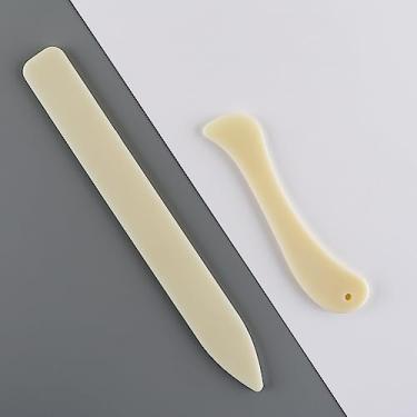 Imagem de 2 peças de ferramentas de pasta e pontuação de osso, ferramenta dobrável de papel, vinco de papel suave para artesanato de papel feito à mão, fabricação de cartões, origami, scrapbook e encadernação