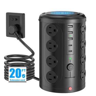Imagem de Protetor de sobretensão Power Strip Tower UWIWUTEI 16 tomadas 5 USB