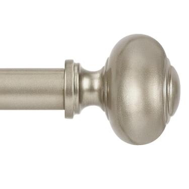 Imagem de Varões de cortina de níquel para janelas de 81 a 122 ou 152 cm, varão de cortina resistente de 2,5 cm com acabamentos de imitação de grão de madeira, hastes de cortina ajustáveis Boho para tratamento