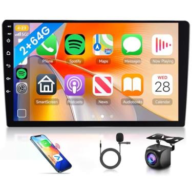 Imagem de 2G + 64G Android Double Din Wireless Carplay Estéreo para carro Android Auto, Rimoody Car Radio 22.9 cm Touch Screen Mirror Link GPS WiFi Bluetooth EQ FM/RDS + Câmera de backup AHD
