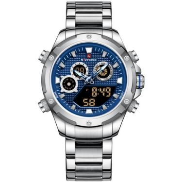 Imagem de Relógio masculino digital em aço inoxidável cronógrafo impermeável esportivo