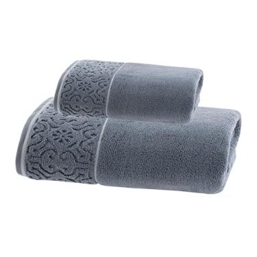 Imagem de Jogo de Toalhas Super Soft Arabesco Zero Twist � 2 Pe�as (Banho 80x150cm + Rosto 50x70cm) � 500g/m� � Toque Macio e Alta Absor��o � Altihaus (Azul)