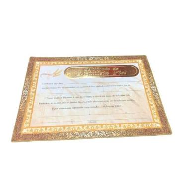 Imagem de Certificado Dizimista em Auto Relevo Dourado - Pacote com 10 Unidades 