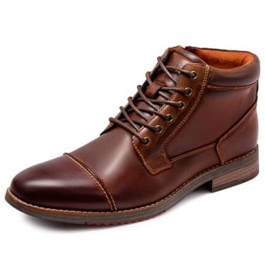 Imagem de Arkbird Bota social masculina, couro legítimo, clássica, casual, tornozeleira com zíper lateral, Café vermelho (889), 40