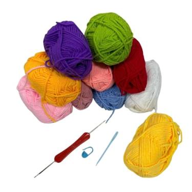 Imagem de XingShengLink Fio de crochê 10 cores x 25 g de lã acrílica para crochê e tricô, novelos multicoloridos, ideal para iniciantes e adultos e crianças