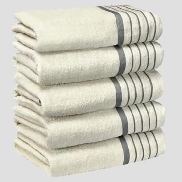 Imagem de Toalha de Banho Gigante 75x150cm 100% Algodão Felpuda e Macia – Alta Absorção (Creme,03 Toalhas)