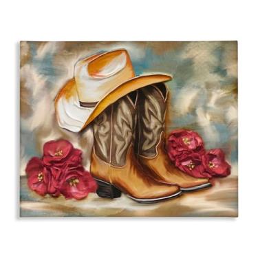 Imagem de Stupell Industries Arte de parede em tela Boots & Floral Bunches, design por Kim Allen, 16 x 20