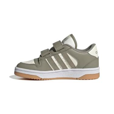 Imagem de adidas Tênis de basquete unissex infantil com renda elástica, Pedra prateada/pedrinha prateada/branco nuvem, 1 Big Kid