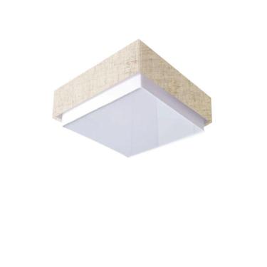 Imagem de Plafon Quadrado Vivare Md-3089 Cúpula Em Tecido 40x40cm - Bivolt Rustico-bege 127/220v