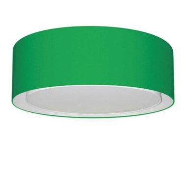 Imagem de Plafon Cilíndrico Duplo Vivare Md-3037 Cúpula Em Tecido 60x25cm - Bivolt Verde-folha 127/220v
