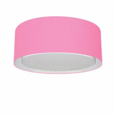 Imagem de Plafon Cilíndrico Duplo Vivare Md-3036 Cúpula Em Tecido 50x25cm - Bivolt Rosa-bebê 127/220v
