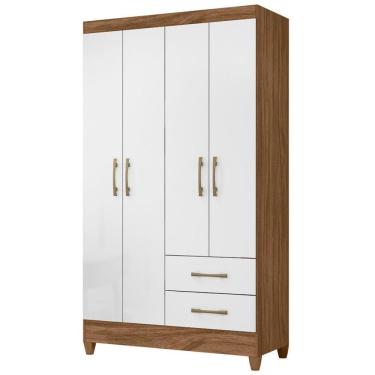 Imagem de Guarda Roupa Solteiro Chile 4p 103 Cm Naturale Branco Moval