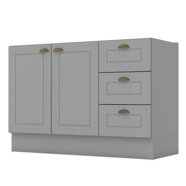 Imagem de Balcão Pia 2 Portas E 3 Gavetas 120cm Americana Cinza - Móveis Henn Cinza