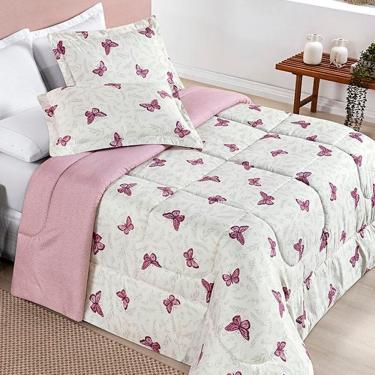 Imagem de Edredom King Dupla Face Avere 200 Fios Estampado 3 Peças Cor Borboletas