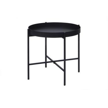 Imagem de Mesa Lateral Bandeja Sofá Cama Redonda 40x40cm Baixa Collie - Studio M