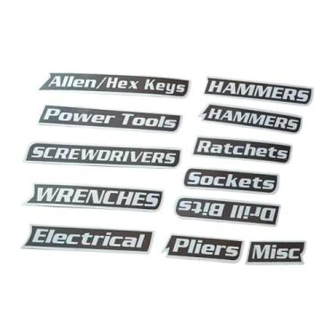 Imagem de predolo Conjunto de 12 Etiquetas Metálicas para Gavetas de Ferramentas - Versáteis para Carrinho de Ferramentas, Prata