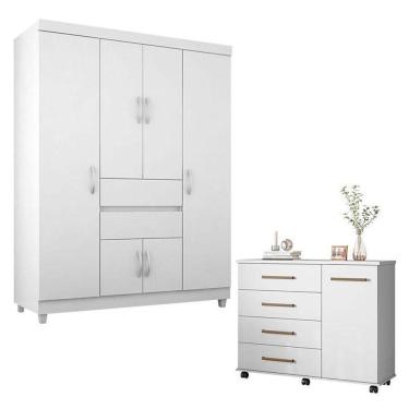 Imagem de Cômoda Flora E Guarda Roupa Solteiro Ecom 2 Branco Flex - Demóbile