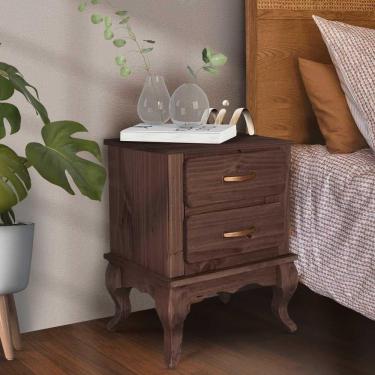 Imagem de Mesa De Cabeceira Pequena 2 Gavetas Madeira Maciça Rústica Imbuia