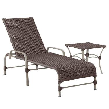 Imagem de Espreguiçadeira Catar Mesa Corda Náutica Piscina Alumínio Marrom