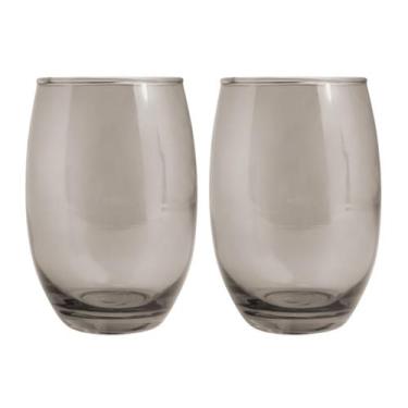 Imagem de Jogo Copo Vidro California 450ml Redondo Cinza Agua - 2Un - PRATICASA