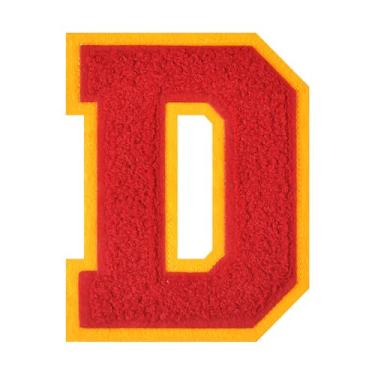 Imagem de 1 peça de patch de letra de chenille vermelho de 11,4 cm – Remendos do alfabeto para roupas, jaquetas, mochilas, chapéus para decoração personalizada, nome personalizado e artesanato. (D)