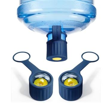 Imagem de Pacote com 3 tampas de garrafa de água de 5 galões de silicone, tampas de garrafa reutilizáveis de 2/3/4/5 galão, tampas de substituição à prova de vazamento para garrafas de 55 mm e 60 mm padrão