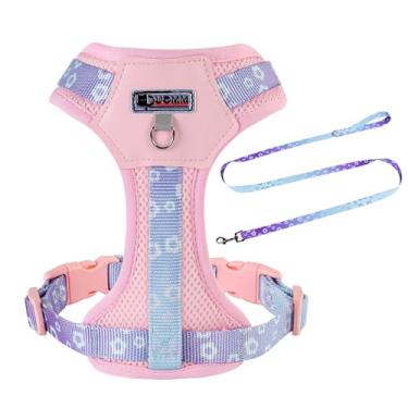 Imagem de Peitoral para cães pequenos com conjunto de trela, arnês fofo de malha durável, sem puxar, sem estrangulamento, à prova de fuga para animais de estimação, fácil caminhada, rosa Dream P