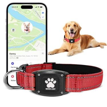 Imagem de Rastreador GPS 2 em 1 para cães, coleira inteligente refletiva à prova d'água – sem taxas mensais, alcance ilimitado, compatível com Apple Find My (somente iOS), ideal para cães pequenos, médios e