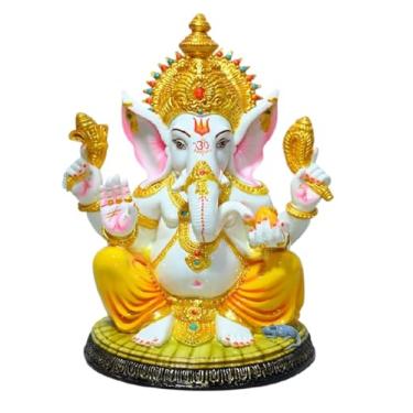 Imagem de Sigaram 12 polegadas Multi-Color Marble Lord Ganesha Vinayaka Vignesha Ídolo para decoração de casa estátua estatueta Murti Showpiece K4778