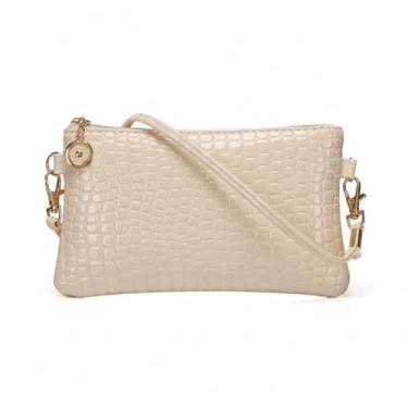 Imagem de Bolsa transversal feminina com zíper e carteira de ombro, Branco, Medium, Casual