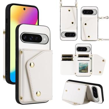 Imagem de Dibosom Capa carteira de luxo para Google Pixel 10/10 Pro 5G com 5 compartimentos para cartão fina e alça de ombro, suporte para cartão de crédito de couro PU para Pixel10 10Pro Ten mulheres e homens