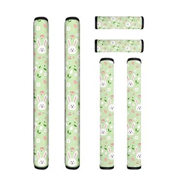 Imagem de NETILGEN Conjunto de 6 capas de maçaneta de porta de geladeira, protetor antiderrapante para forno de geladeira, mantenha seu aparelho de cozinha limpo de manchas, manchas de alimentos, verde coelhinho da Páscoa