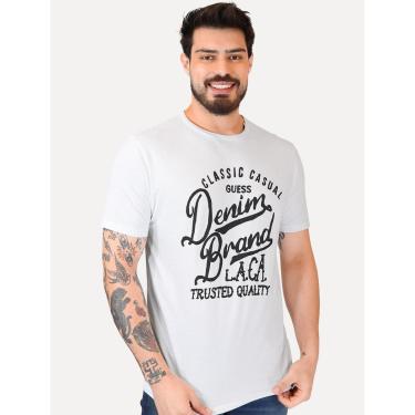 Imagem de Camiseta Guess Masculina Denim Trusted Branca-Masculino