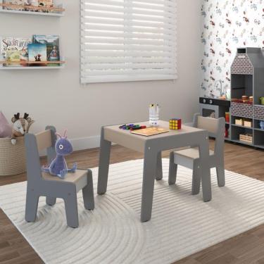 Imagem de Conjunto Mesa Infantil 2 Cadeiras MDF Helena Cinza Conect