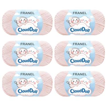 Imagem de Franel 4 camadas 60% algodão 40% fio acrílico - 6 × 40 g (240 g/839 jardas) - para tricô e crochê, adequado para cobertores de bebê, suéteres, cachecóis, bonecas e mais artesanato (rosa claro)