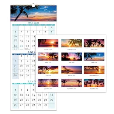 Imagem de Calendário de parede 2026, vertical de 3 meses, 2026, janeiro de 2025 a dezembro de 2026, 28 x 66 cm, calendário de exibição de 3 meses com papel grosso, linha perfurada