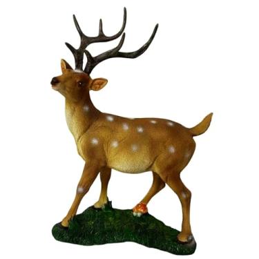 Imagem de Generic Estátua de veado-sika para decoração de casa, exterior, faça você mesmo, em resina, ornamento de animal, escultura decorativa para jardim, sala de