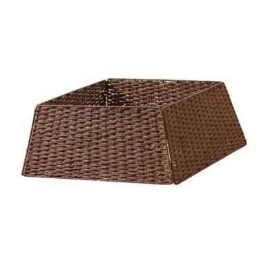 Imagem de IEUDNS Saia de árvore de Natal decorativa, adereços para festa, base de anel de árvore de Natal rústica, capa para supermercado, hotel, quarto, Marrom Escuro