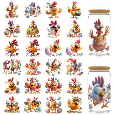 Imagem de Elewins 24 peças de envoltório de copo DTF UV de fada da Páscoa, envoltórios de copo DTF UV para 473 g, óculos, mesas, cadeiras, computadores, papel de transferência UV DTF de alta viscosidade (frango