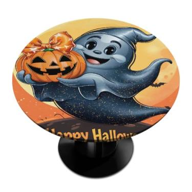 Imagem de hongjinglin Toalha de mesa redonda com borda elástica, gnomo engraçado, fantasmas engraçados, toalha de mesa redonda limpável para ambientes internos e externos, pátio, jantar, cozinha, festival