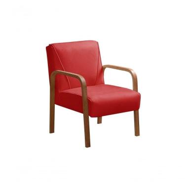 Imagem de Poltrona Decorativa Anita Cadeira Moderna Sala Recepção - Suede Vermelho 100