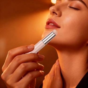 Imagem de 1 pincel labial feminino elegante com tampa, novo pincel labial macio e portátil, reutilizável, uma ferramenta de maquiagem adequada para qualquer visual de maquiagem (rosa)