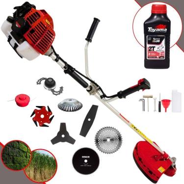 Imagem de Roçadeira Kawashima Kw43l À Gasolina 43c 1,7hp + Faca 2 Pontas + Faca 40 Dentes + Faca 80 Dentes + Trimmer + Escova 38c