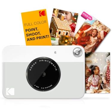 Imagem de Kodak Câmera Printomatic digital, impressão instantânea colorida fotos autoadesivas 5 x 7,5 cm, Tecnologia de impressão ZINK, 5 MP, Flash, Aceita Cartão MicroSD, Cinza