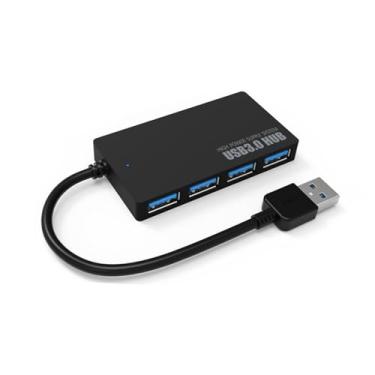 Imagem de Hub USB 3.0, 4 portas USB 3.0, divisor de alta velocidade de 5 Gbps, extensor preto para estação de ancoragem de computador