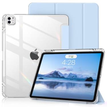 Imagem de Capa transparente para iPad Pro de 12,9 polegadas 6ª/5ª/4ª/3ª geração com suporte para lápis [suporta carregamento de lápis] despertar/hibernar automaticamente, leve, à prova de choque, com três